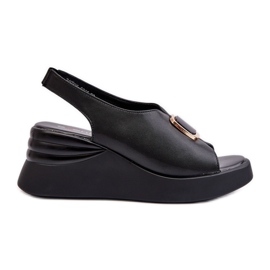 Sandálias femininas de couro com decoração, Salvania preta preto