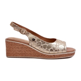 Sandálias femininas Sergio Leone SK301 com cunha dourada dourado