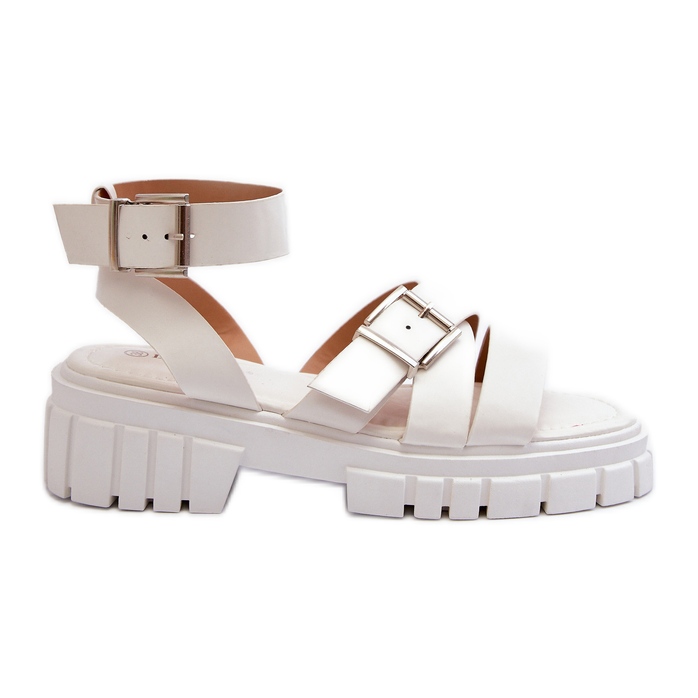 Sandálias femininas com tiras de couro ecológico brancas Eladira branco