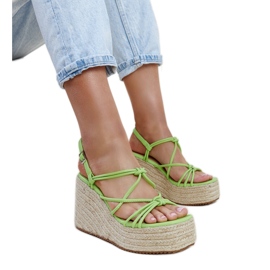 Sandálias de cunha Mara verdes Sandálias de cunha Mara verdes