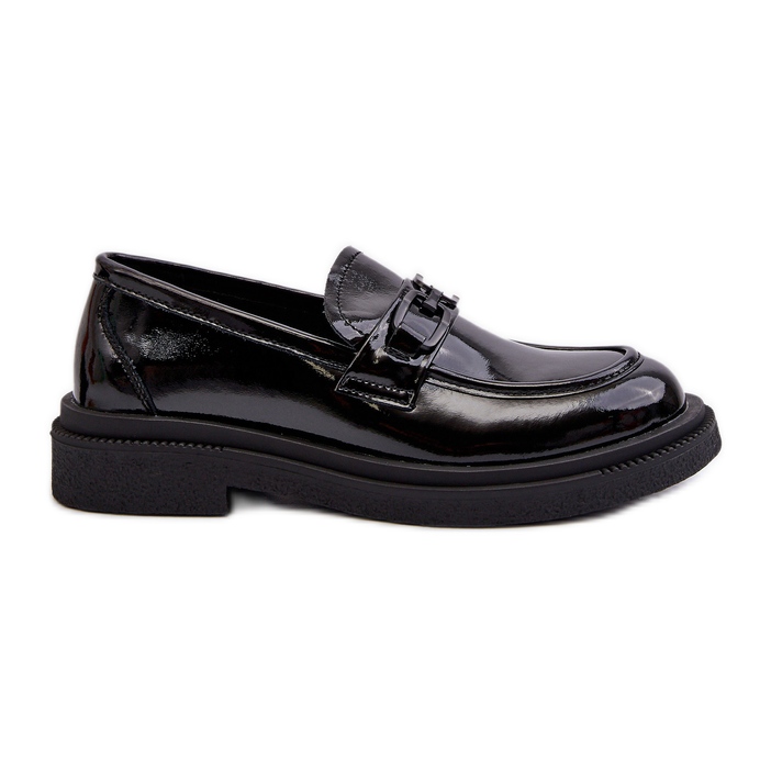 Mocassins femininos de couro envernizado preto Keelana preto