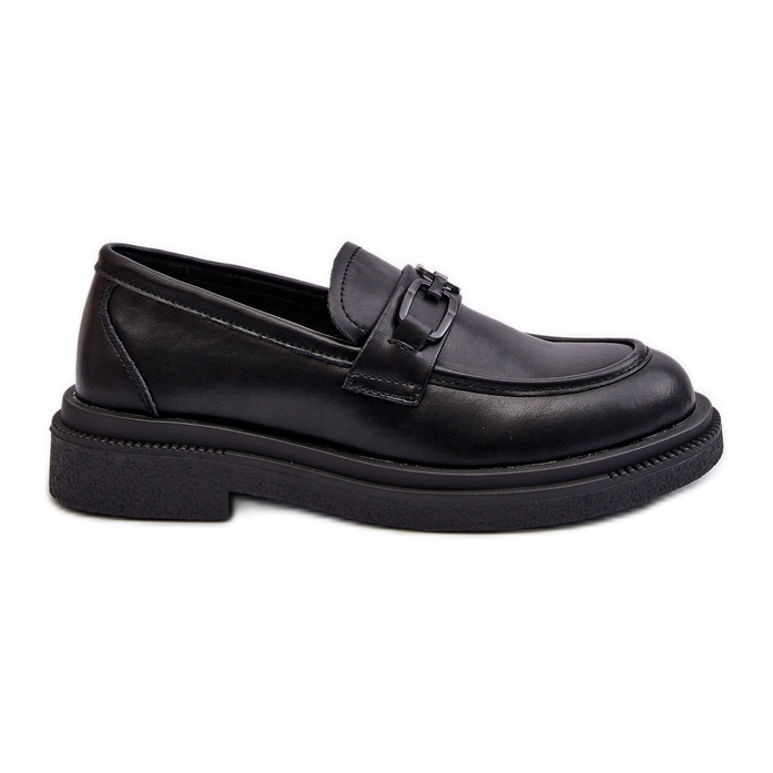 Mocassins femininos de couro preto Keelana
