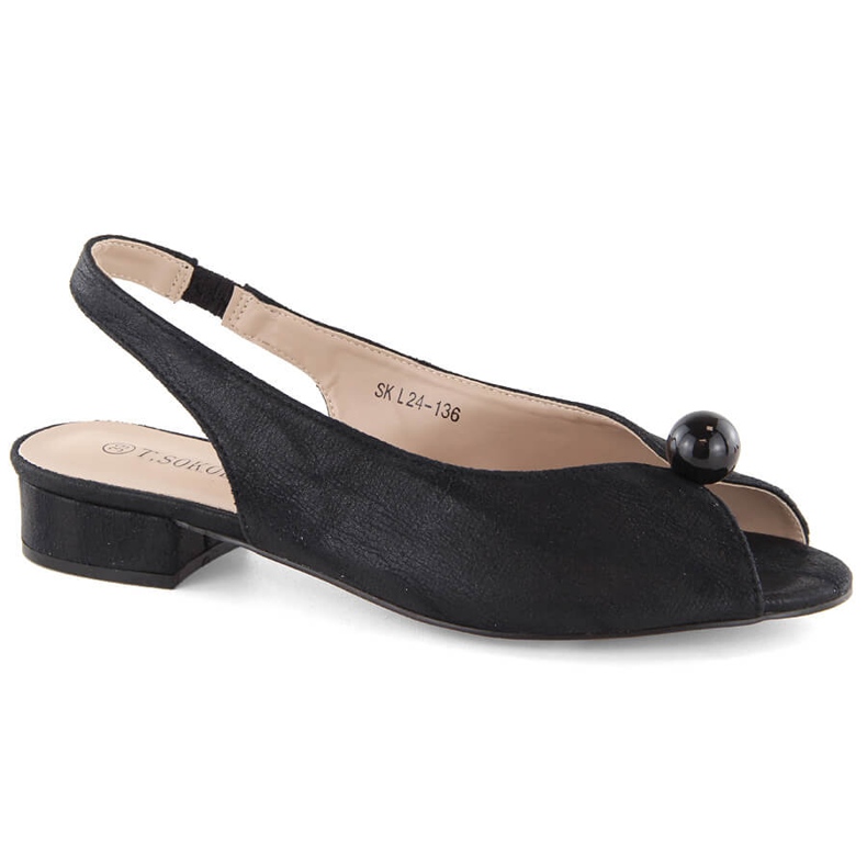 Sandálias femininas de salto baixo, pretas, T.Sokolski 136 preto