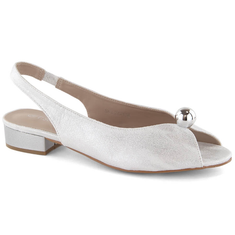 Sandálias femininas prateadas de salto baixo T.Sokolski 136 prata