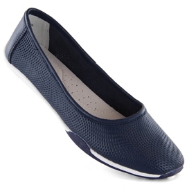 Sapatilhas femininas de couro com aberturas, azul marinho Filippo DP3681