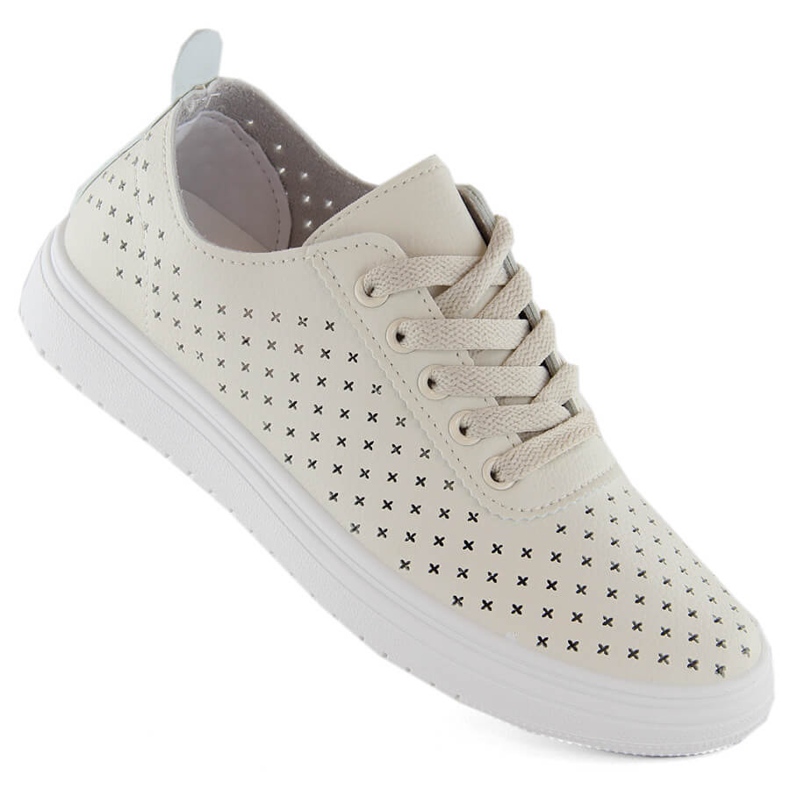 Calçado desportivo feminino com aberturas, bege Sabatina 0819