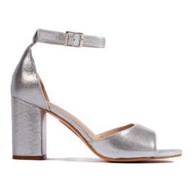 Sandálias femininas prateadas de salto alto prata