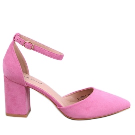 Sapatos Pozzi Fushia de salto alto com fecho no tornozelo. rosa