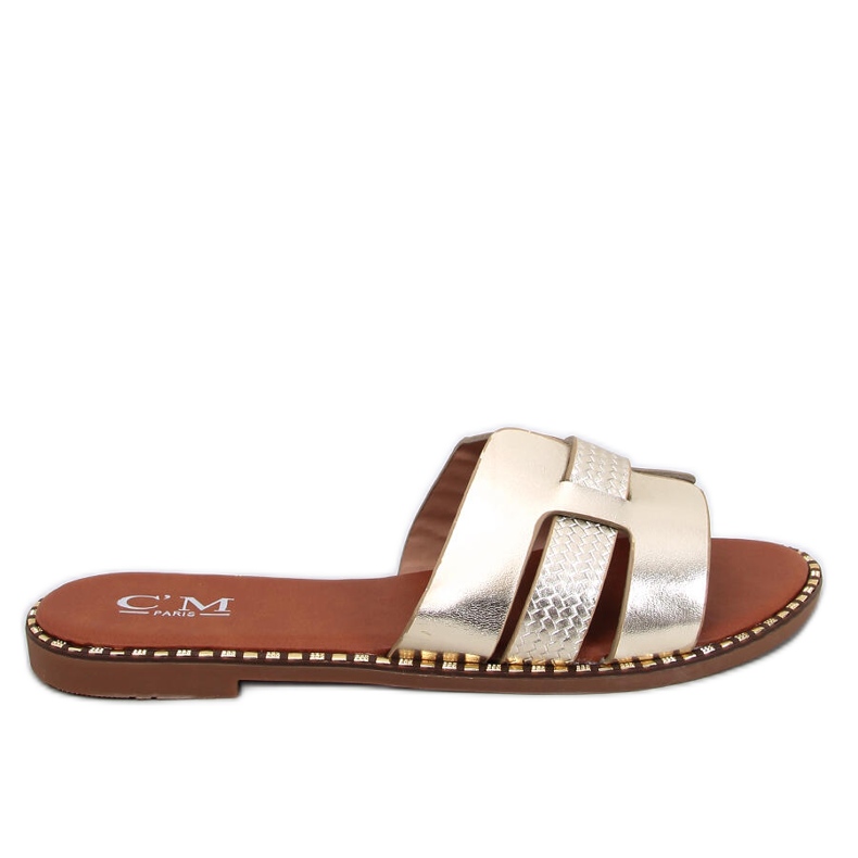 Chinelos femininos elegantes Dalmasi Gold dourado