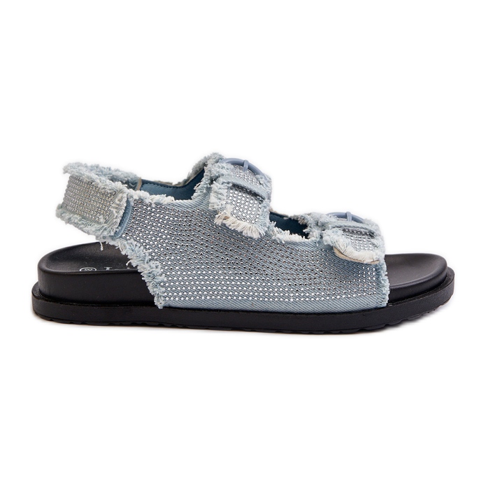 Sandália Feminina Jeans Decorada Azul Irmale
