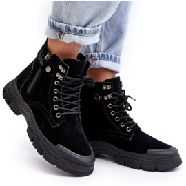 PS1 Botins femininos de camurça isolada Jailina preto