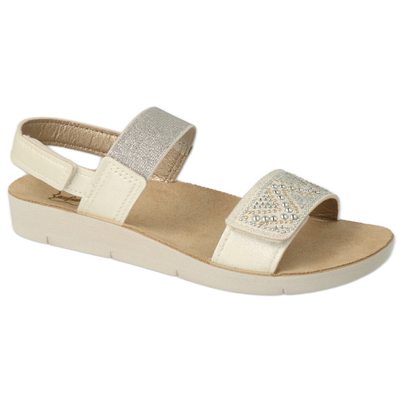 Sandálias infantis Befado 068Y001 com lantejoulas brancas branco