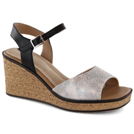 Sergio Leone W SK441C sandálias de cunha prateadas