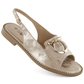 Sandálias confortáveis ​​com decoração S.Barski W OLI256B, ouro dourado