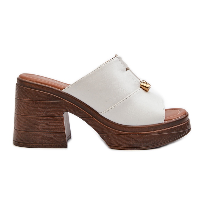 Vinceza Chinelos femininos em couro ecológico com plataforma e bloco, Dafira Branco