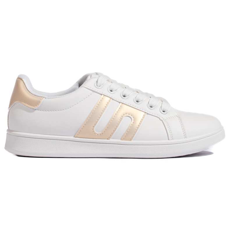 Tênis feminino branco e dourado