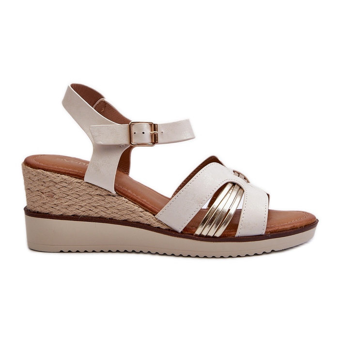 Sandálias femininas de cunha com trança, Starlenna branca/dourada branco