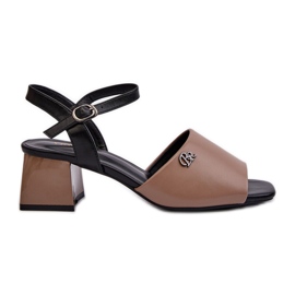 Vinceza Sandálias femininas elegantes em couro ecológico em bloco, Bege Vattima