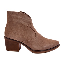 S.Barski Botas Cowboy Camurça Com Zíper D&amp;A SN622-29 Bege Escuro