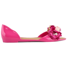 Sapatilhas de borracha abertas rosa com flores