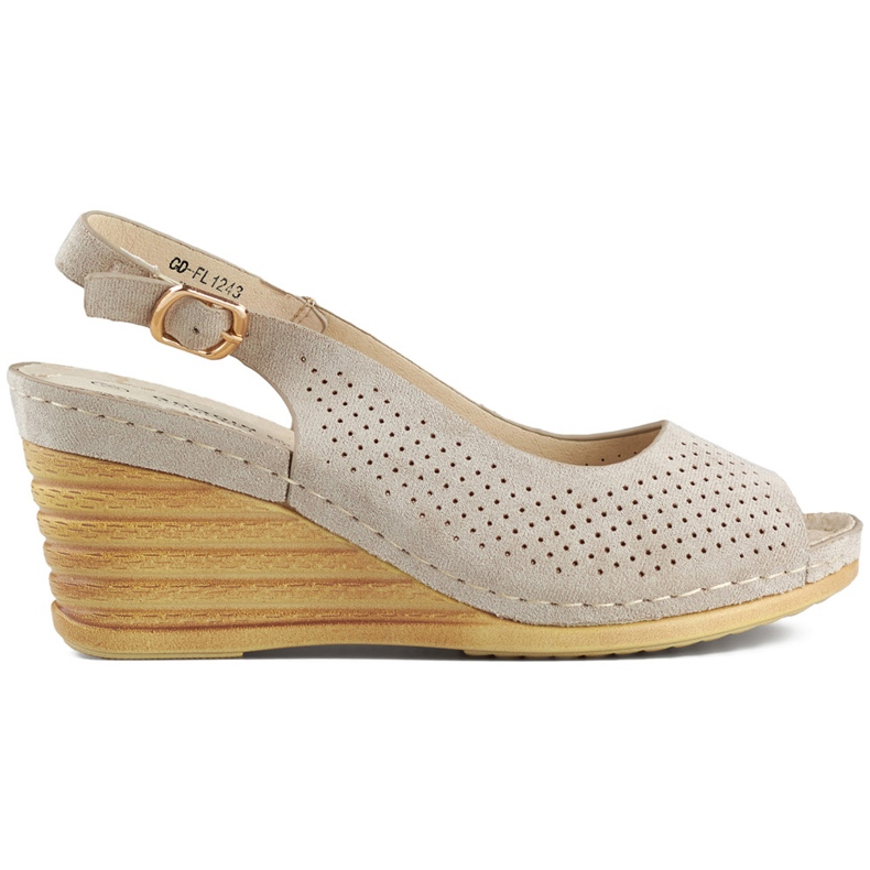 Goodin Sandálias de cunha bege perfuradas