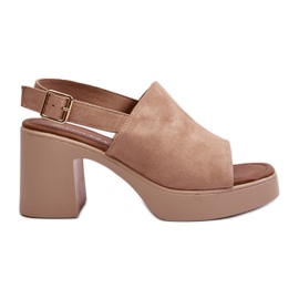 Vinceza Sandálias Femininas em Camurça Ecológica com Plataforma e Salto Alto, Bege Vatle