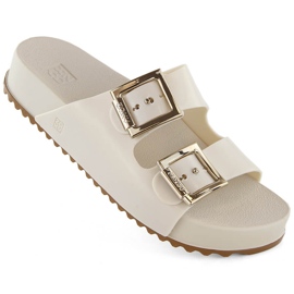 Chinelos femininos confortáveis, borracha flexível e perfumada Ekri Zaxy NN285058 bege