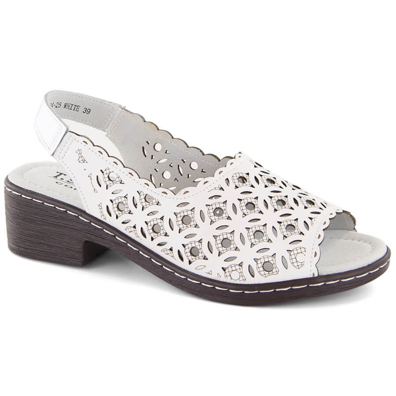 Sandálias femininas confortáveis ​​de couro branco de salto alto da T.Sokolski