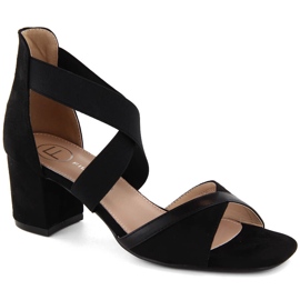 Sandálias femininas de salto alto com elásticos, pretas Filippo DS6262 preto