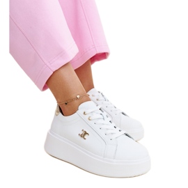 Tênis de couro branco com sola alta, Melita Tênis de couro branco com sola alta, Melita