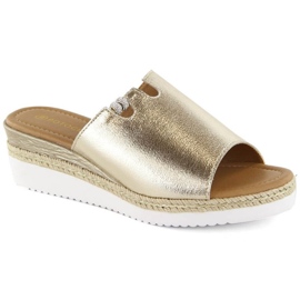 Sandálias de cunha metálica Potocki W WOL145A, douradas dourado