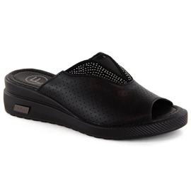 Filippo W PAW536 mules de couro preto com cunha