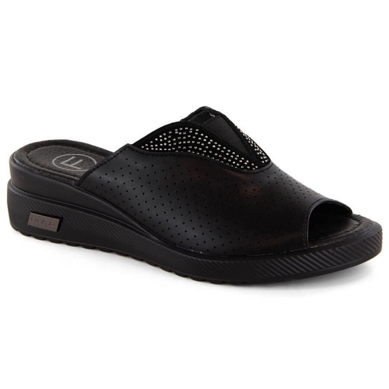 Filippo W PAW536 mules de couro preto com cunha