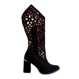 Lewski Shoes Botas de camurça Openwork Sapatos Leewski 3234 Preto