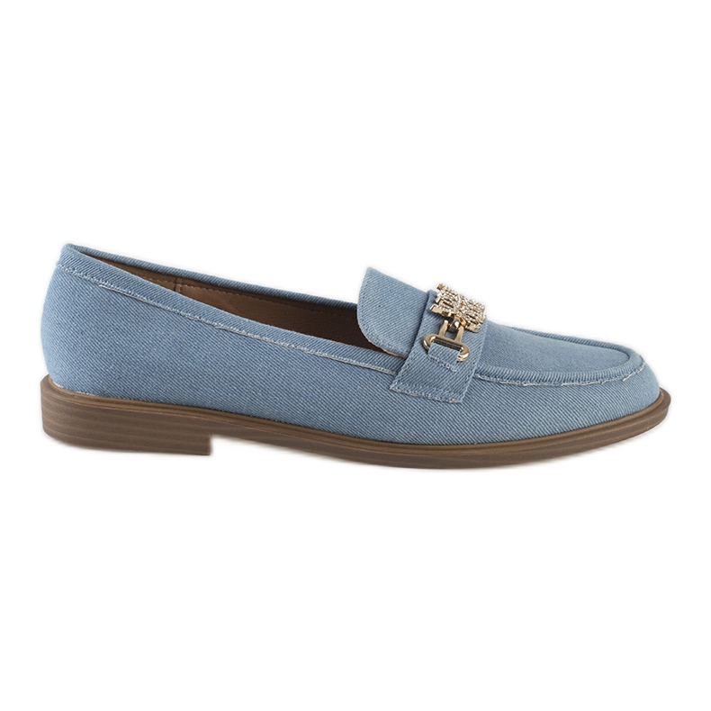 Mocassins jeans femininos elegantes azul