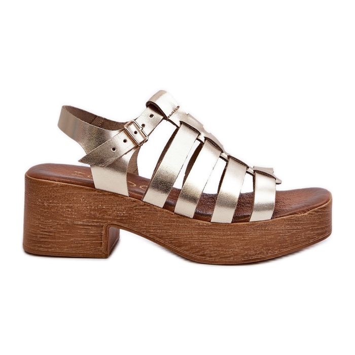 Sandálias femininas de couro Zazoo 40410 douradas dourado