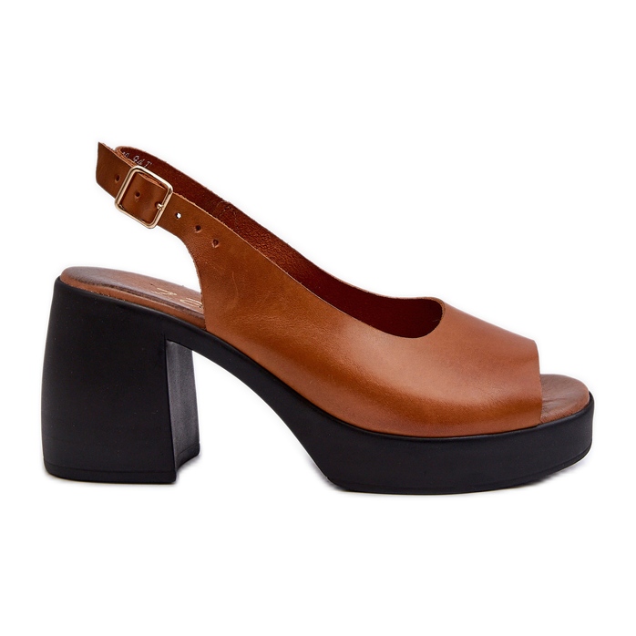 Zazoo 40376 Sandálias de couro marrom com salto alto enorme castanho