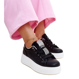 Tênis preto e prateado com strass Maurizia