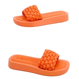 Chinelos de sola alta com riscas Laranja Elida trançadas