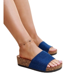 Chinelos azul marinho com cunha de cortiça Naifene