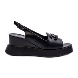 Jezzi Sandálias Femininas Com Plataforma E Cunha Com Decoração, Janesca Preta preto