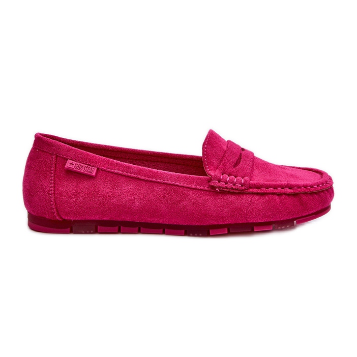 Mocassins femininos de camurça ecológica Big Star NN274934 sistema de espuma viscoelástica fúcsia rosa
