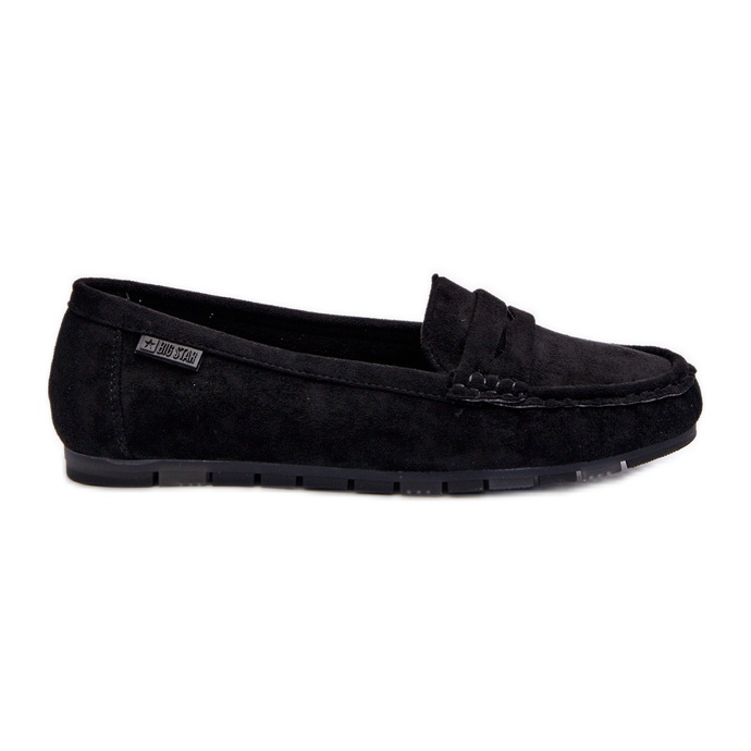 Mocassins femininos de camurça ecológica Big Star NN274929 sistema de espuma viscoelástica preto