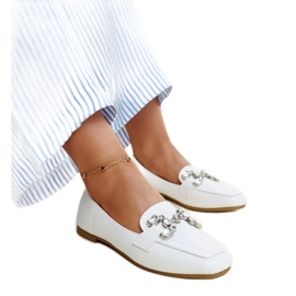 Mocassins brancos com fivela Mali de zircônio