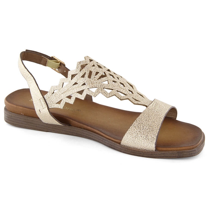 Sandálias rasas femininas com aberturas douradas Sergio Leone SK070H dourado
