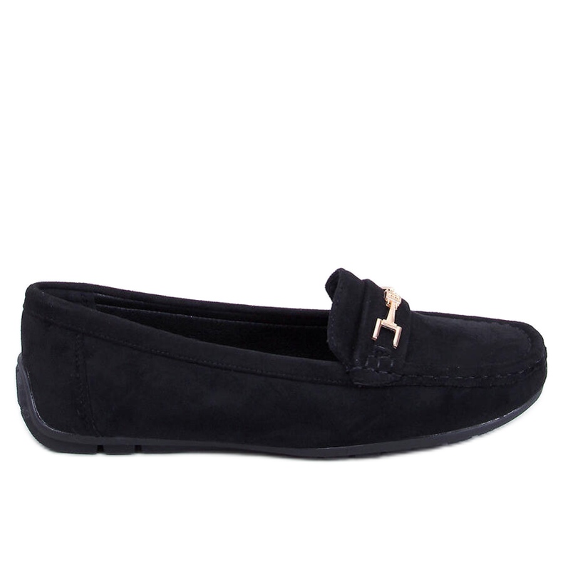 Mocassins femininos de camurça Sourd Black preto