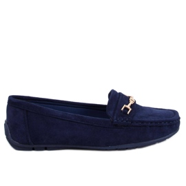 Mocassins femininos de camurça Sourd Navy azul
