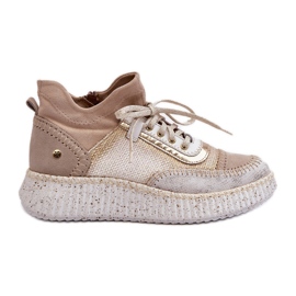 Sapatos femininos de camurça Maciejka 06405-04 Bege