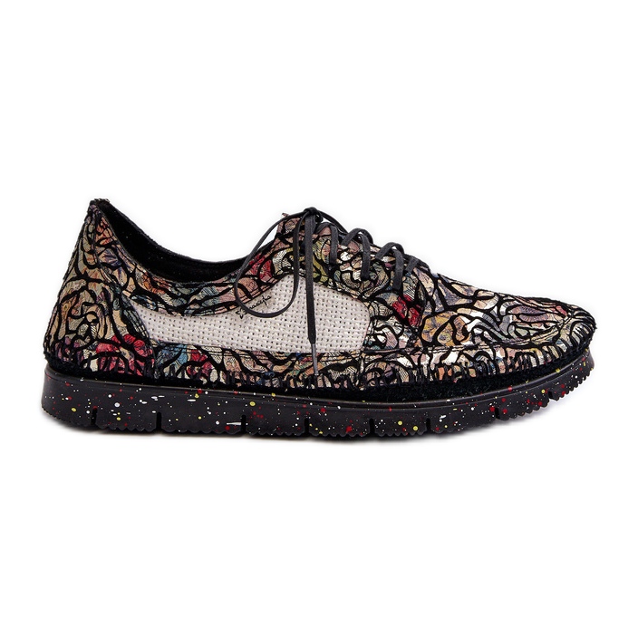 Sapatos femininos estampados Maciejka 06347-01 pretos