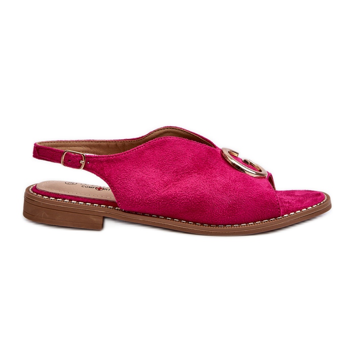 Sandálias Femininas Elegantes Com Decoração Eco Camurça S.Barski KV27-058 Fúcsia rosa